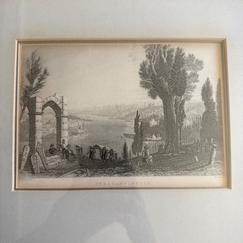 Antique Constantinople Steel Engraving Print Framed 12x10 Gold Silver Istanbul - Picture 2 of 8